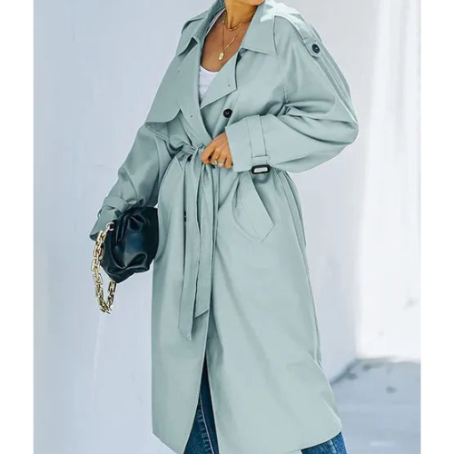 Stylish Women’s Windproof Trench Coat – Elegant Belted Outerwear