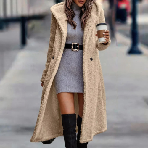 Women’s Hooded Wool Trench Coat – Elegant & Warm Long Coat